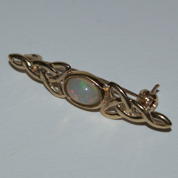 solid 9ct yellow gold Opal brooch