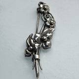 vintage silver bouquet of flowers brooch