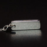 solid sterling silver oblong pendant necklace back view
