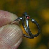 Garnet silver handcrafted ring