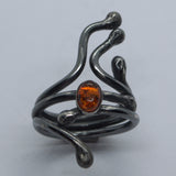 Handcrafted silver and Amber ring