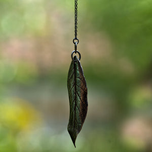 solid sterling silver willow leaf necklace