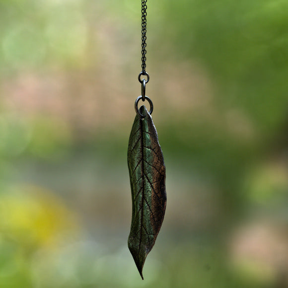 solid sterling silver willow leaf necklace
