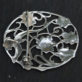 silver lizard and leaves brooch or pendant reverse view