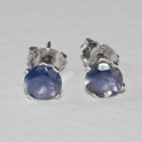 solid 925 silver ear studs featuring Iolite gemstones