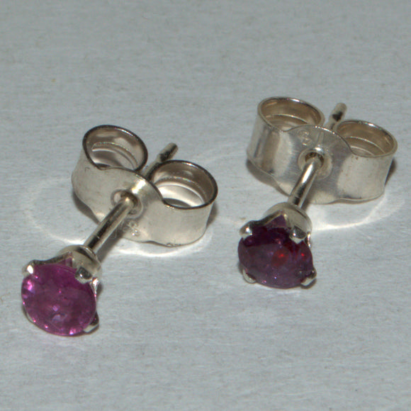 Ruby and 925 silver stud earrings