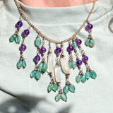 vintage 925 silver multi drop necklace with Amethyst, Moonstone and blue gemstone beads
