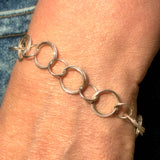 textured round link silver chain bracelet