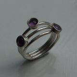 Amethyst and silver multistone ring