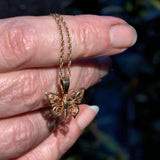 vintage solid gold butterfly pendant necklace