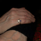 nature solid silver leaf ring shown on finger