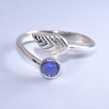 nature solid silver Tanzanite adjustable open leaf ring