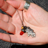 woodland silver oak leaf and acorns pendant necklace