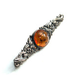 vintage Baltic Amber and 925 silver bar brooch