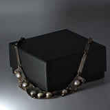 boho textured silver and pearl necklace
