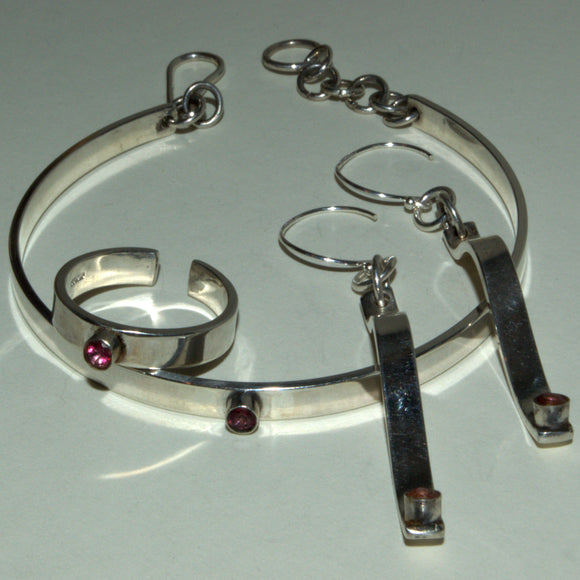 Pink Topaz and silver jewellery set