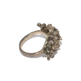 vintage silver flower ring, side view