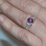 Amethyst Celtic ring shown on finger