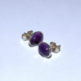 oval purple Amethyst and silver earrings