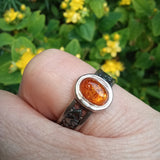 Amber solid silver Celtic band