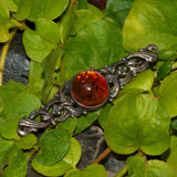 Baltic Amber silver openwork bar brooch