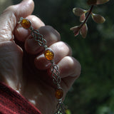 silver and Amber Celtic knotwork bracelet