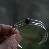 3 strand silver and Amethyst cuff bangle