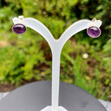 oval Amethyst silver stud earrings