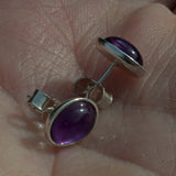 oval Amethyst silver stud earrings