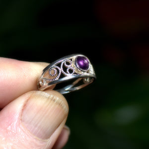 Amethyst February birthstone silver ring