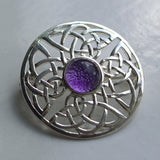 solid silver Amethyst shield brooch