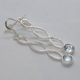 Celtic silver Aquamarine dangle earrings