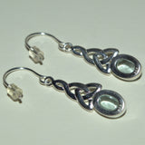 Celtic Aquamarine silver drop earrings