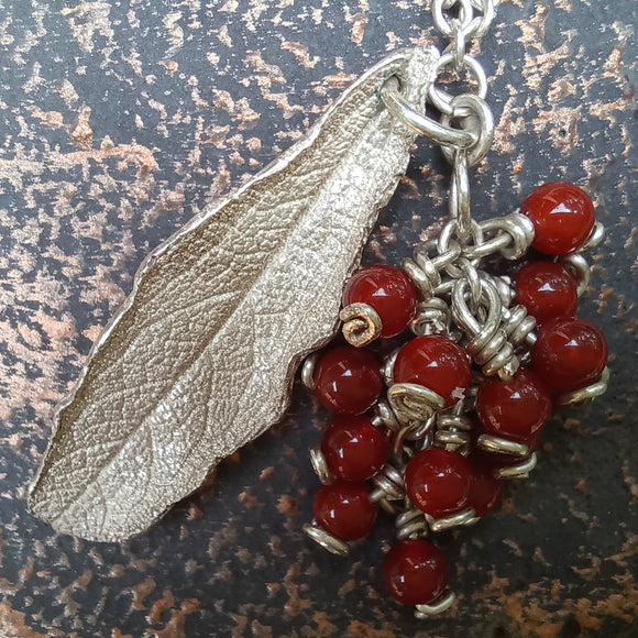 Carnelian Virgo birthstone silver pendant