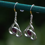 Celtic silver Amethyst dangle earrings