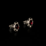 Garnet and solid silver stud earrings