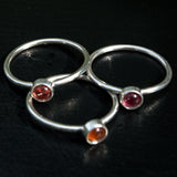 silver Garnet stacking rings