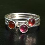 silver Garnet stacking rings