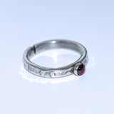 Garnet solid silver textured open ring