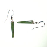 Jade silver and gold drop earrings