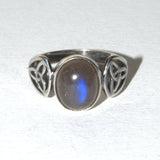 Blue Flash Labradorite silver Celtic ring