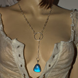 Labradorite and solid 925 silver lariat necklace