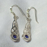 silver Lapis Lazuli dangle earrings, bac view