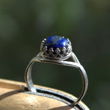 Lapis Lazuli and silver crown set ring