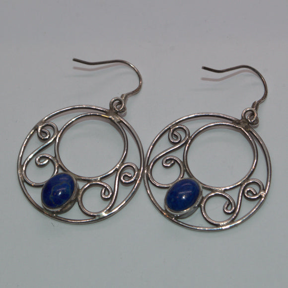Pre-owned Lapis and silver drop earrings