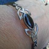 solid silver and Onyx Celtic bracelet