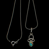 Opal silver Celtic necklace