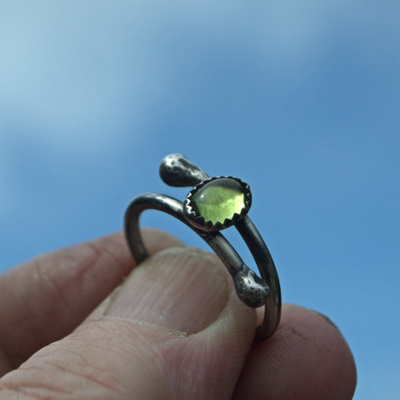 Peridot and silver handcrafted ring