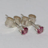 Pink Topaz and silver stud earrings