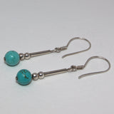 Turquoise and silver bead drop earrings